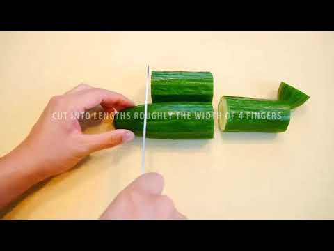 Como cortar el pepino para sushi